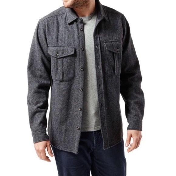 Craghoppers Dark Grey Marl Dofri Wool Button Up Jacket Shirt Mens Large Shacket - Picture 1 of 11
